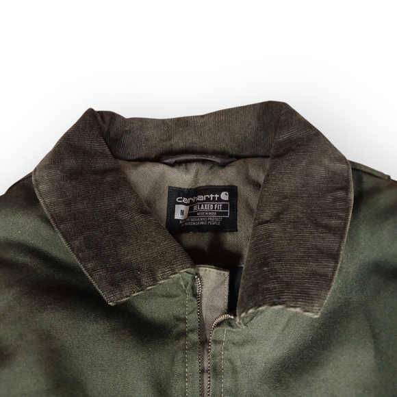 Carhartt Montana Olive Green Relaxed Fit Jacket With Corduroy Collar - M - Picture 3 of 3